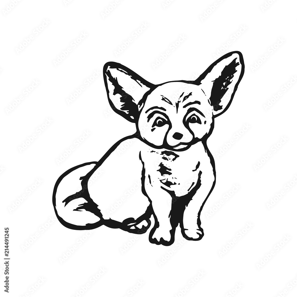 Fox abstract drawing on a white background, vector illustration