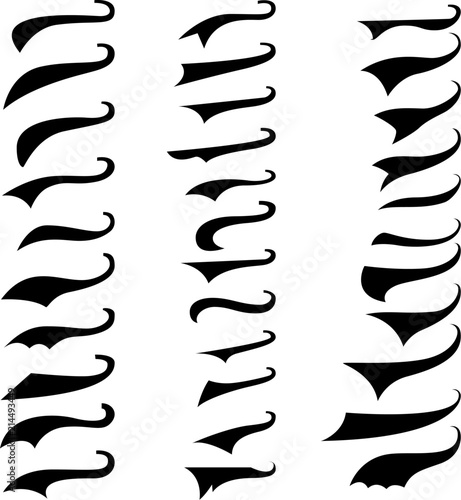 set of retro typography text tails. element for poster,sign, t shirt. photo