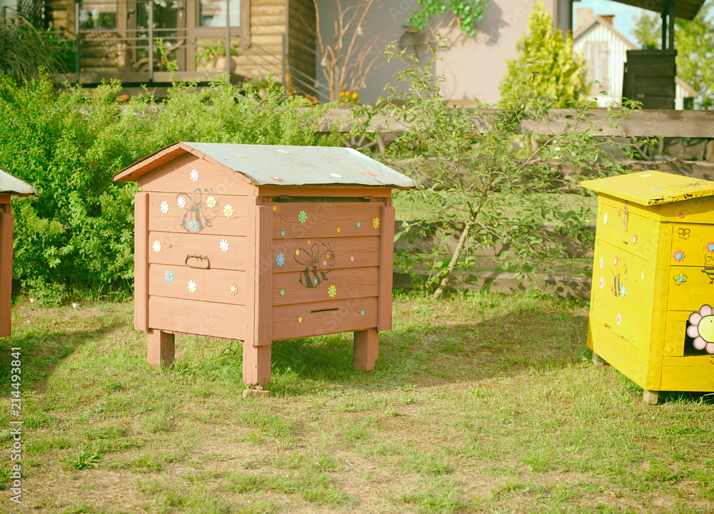 Funny painted beehives