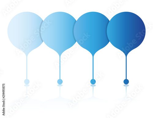 blue infographic balloon shape template for business with 4 options or steps