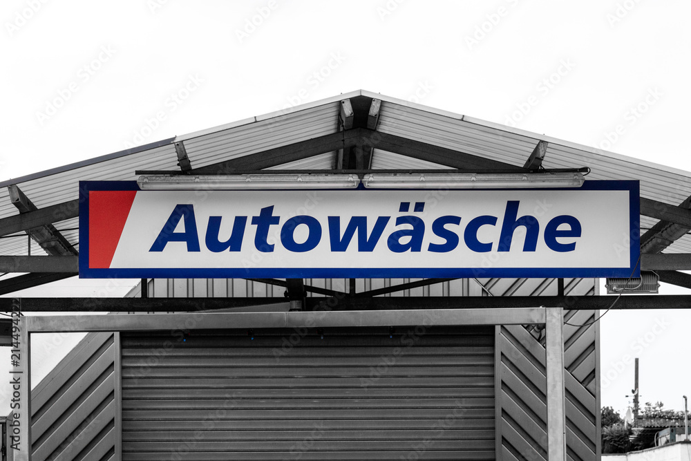 Autowäsche Autowaschanlage Hinweisschild Autowäsche Autowaschanlage Hinweisschild