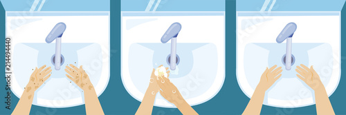 Hand washing in the sink
