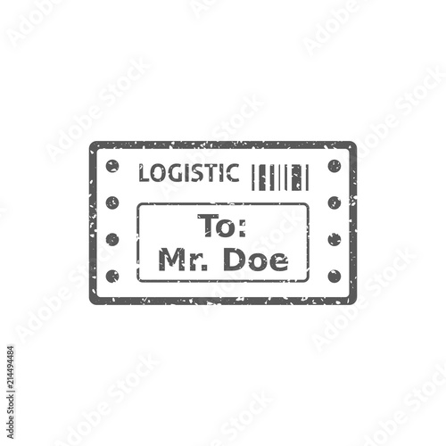 Logistic receipt icon in grunge texture. Vintage style vector illustration.