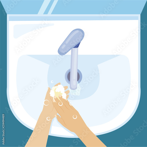 Hand washing in the sink