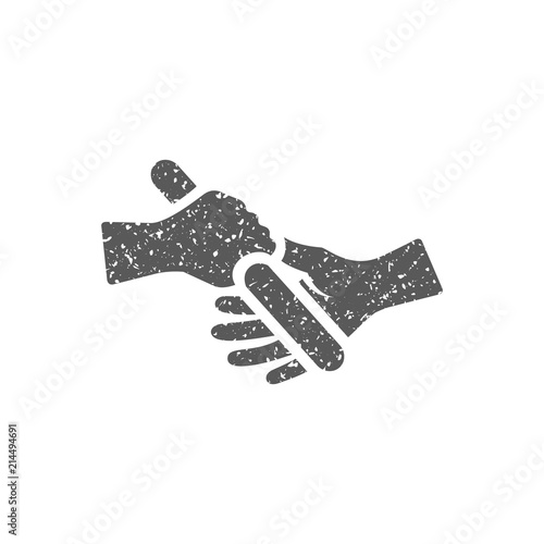 Relay run icon in grunge texture. Vintage style vector illustration.