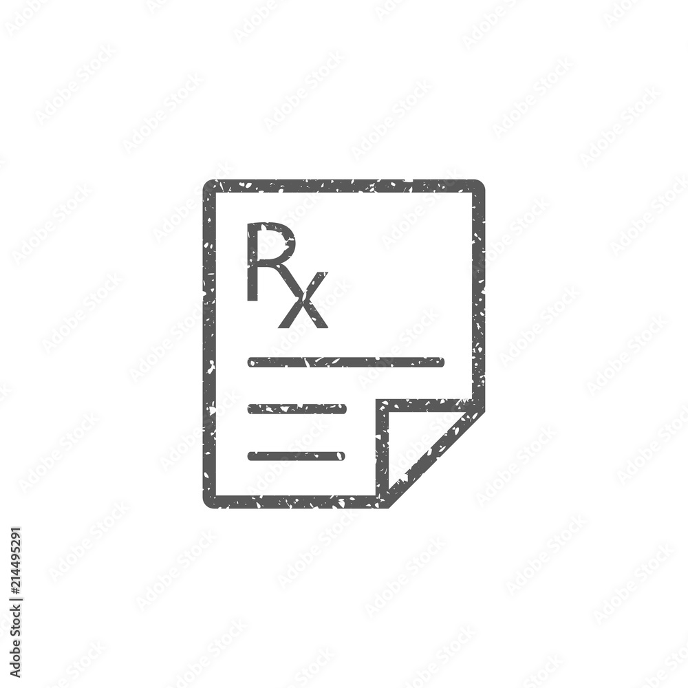 Medical prescription icon in grunge texture. Vintage style vector illustration.