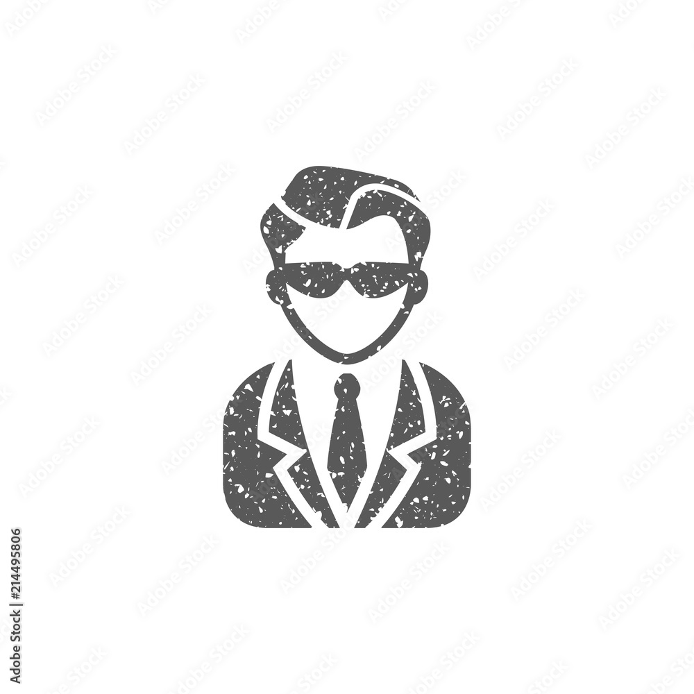 Businessman icon in grunge texture. Vintage style vector illustration.