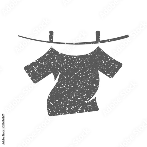 Clothes hang icon in grunge texture. Vintage style vector illustration.