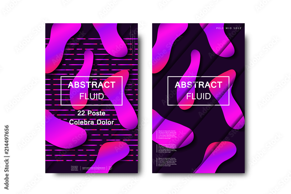Vector set of realistic isolated brochure with liquid and lava lamp shapes design for decoration and covering on the white background.