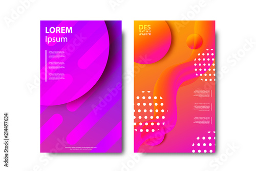 Vector set of realistic isolated brochure with liquid and lava lamp shapes design for decoration and covering on the white background.