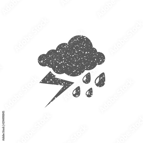 Weather overcast storm icon in grunge texture. Vintage style vector illustration.