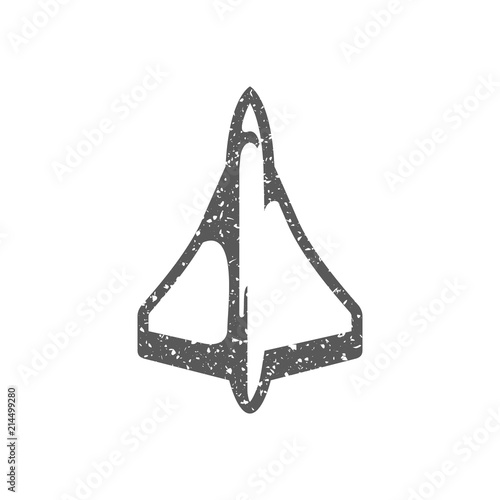 Supersonic airplane icon in grunge texture. Vintage style vector illustration.
