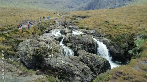 People Walking by the Fairy Pools in the Isle of Skye Scotland