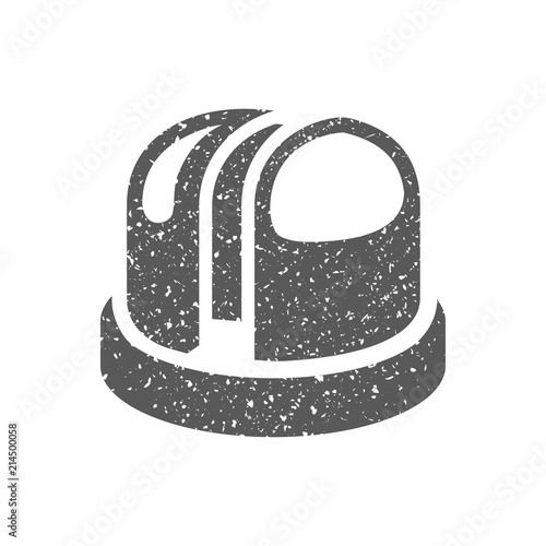 Earth telescope icon in grunge texture. Vintage style vector illustration.