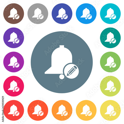 Edit reminder flat white icons on round color backgrounds