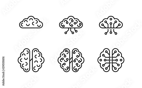 Artificial intelligence, Human anatomical brain with electronics technology elements icon. Smart software, futuristic idea of intelligent machines and computer programs. vector design.
