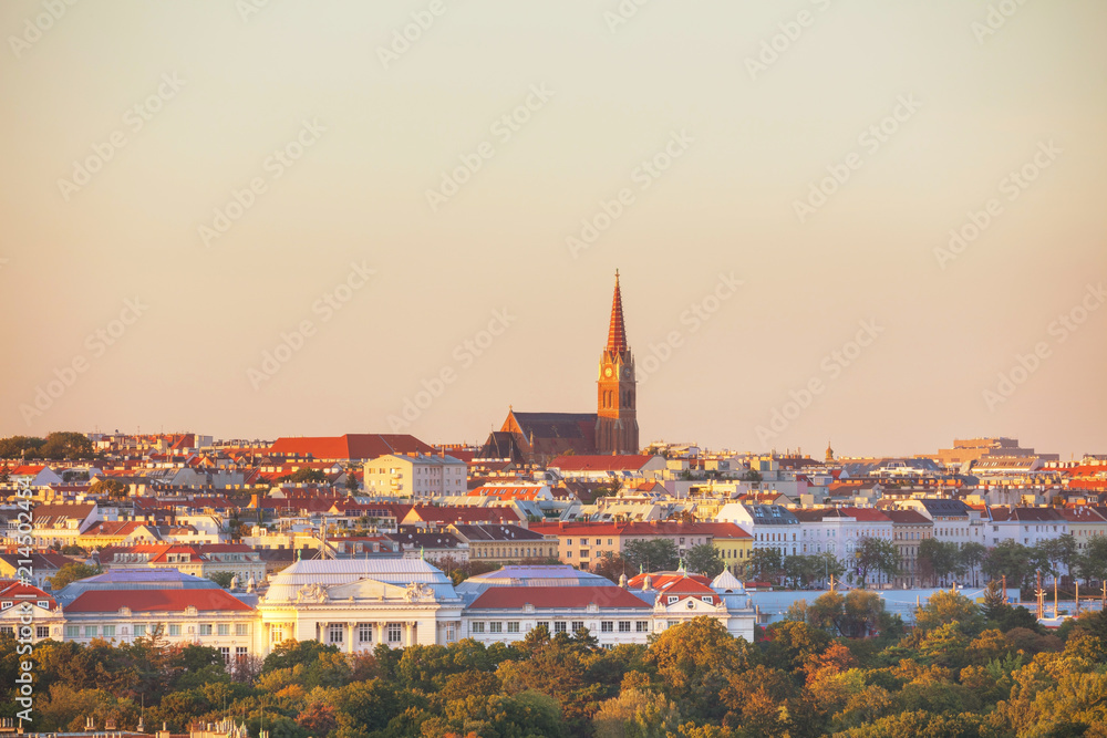 Vienna aerial view in the evening