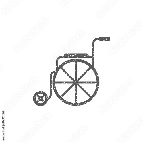 Wheelchair icon in grunge texture. Vintage style vector illustration.