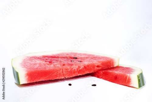 Isolated slices of Watermelon.