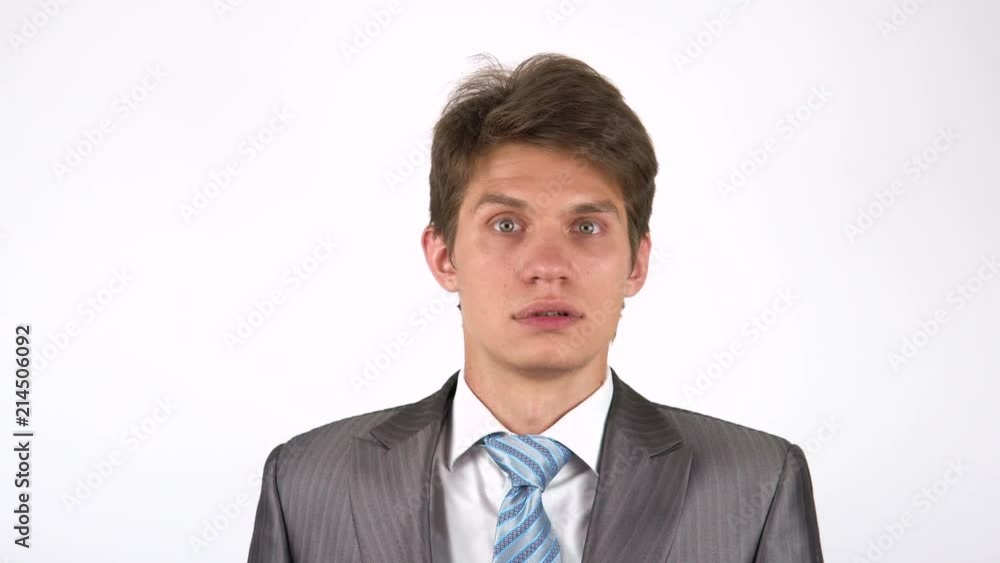 portrait of a young man was frightened. gesture portrait of a young man was frightened. gesture