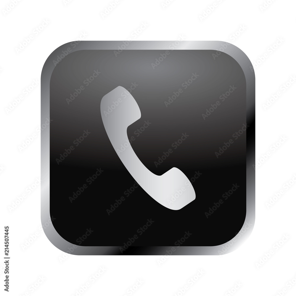 Communication icon: elegant silver phone handset icon Communication icon: elegant silver phone handset icon