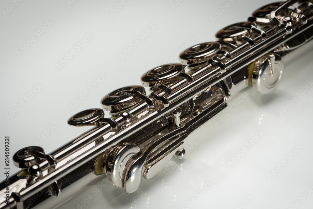 Fototapeta premium Keys of a platinum plated silver flute