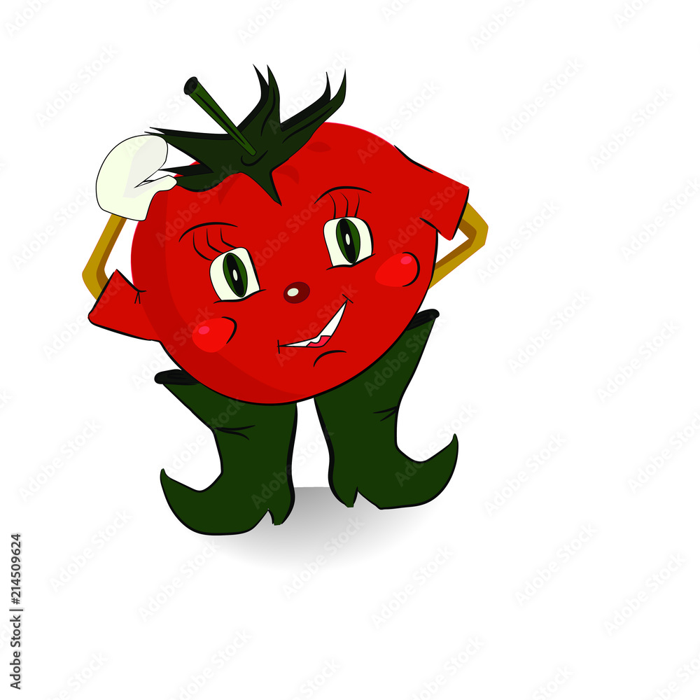 Big red cartoon tomato smiling Big red cartoon tomato smiling