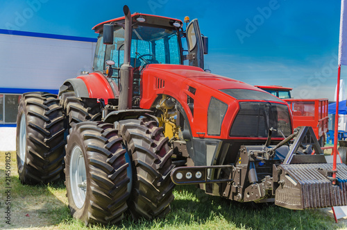 modern tractor for agriculture on the farm with a powerful motor  the flagship of the modern agricultural industry
