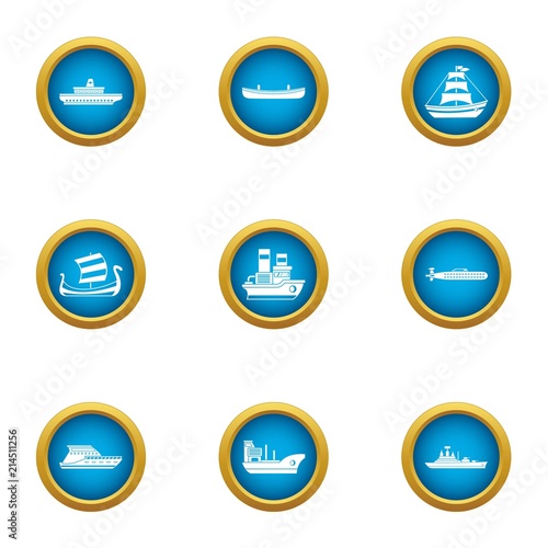 Shipping industry icons set. Flat set of 9 shipping industry vector icons for web isolated on white background