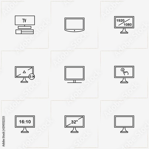 Tv line icon set with  and television