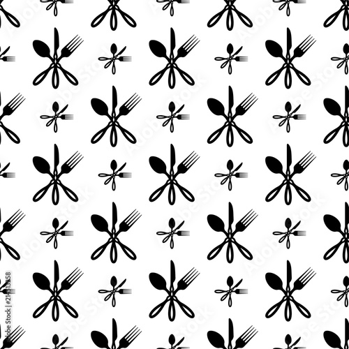 Cutlery Icon Seamless Pattern, Fork, Spoon And Knife