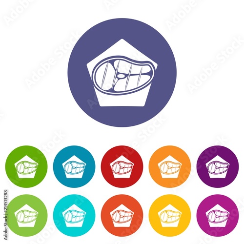 Meat icons color set vector for any web design on white background