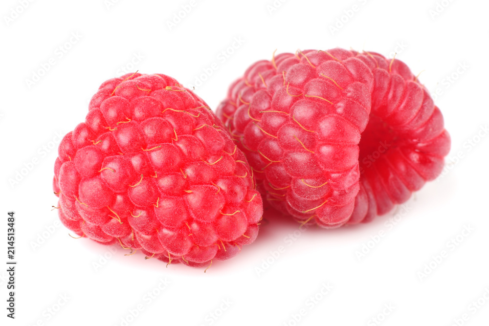 ripe raspberries isolated on white background macro ripe raspberries isolated on white background macro