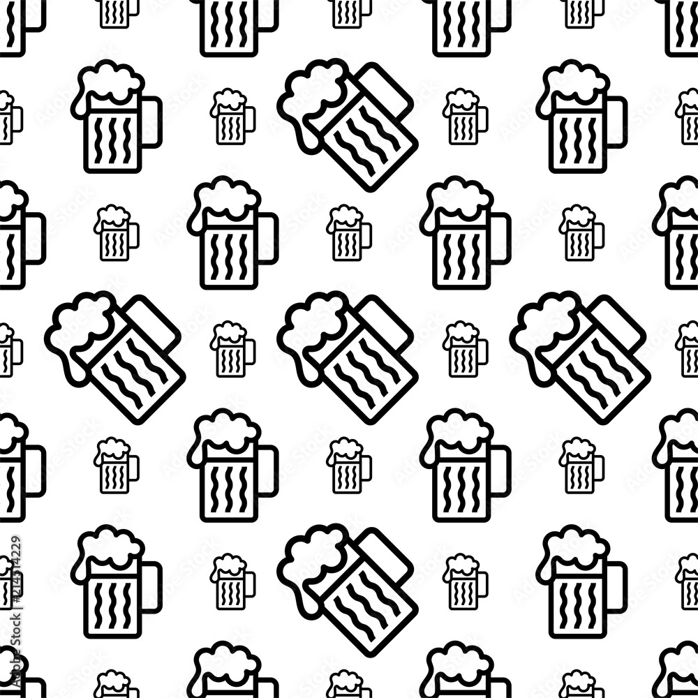 Beer Mug Icon Seamless Pattern Beer Mug Icon Seamless Pattern