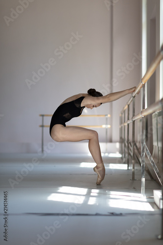 Fototapeta Naklejka Na Ścianę i Meble -  Beuatiful ballerina training in the class