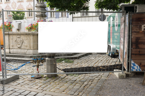 Blank Construction GateI In City Ad Blockade Fence Large White Isolated Template Industry
