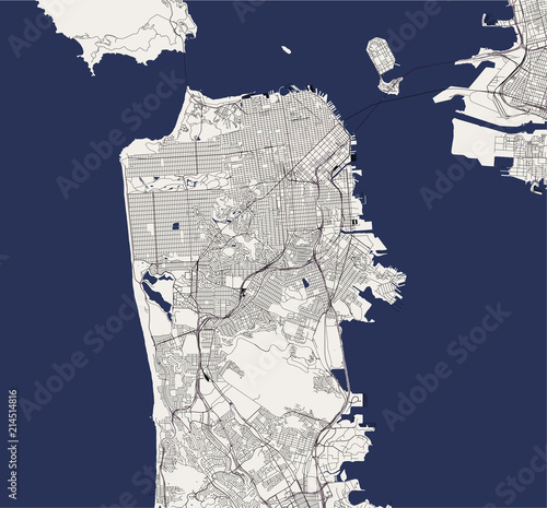 vector map of the city of San Francisco, USA