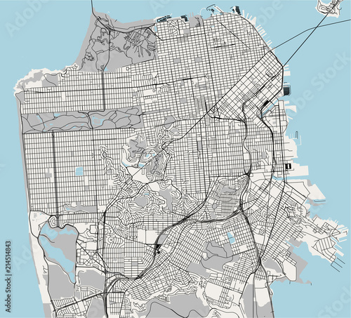 vector map of the city of San Francisco, USA