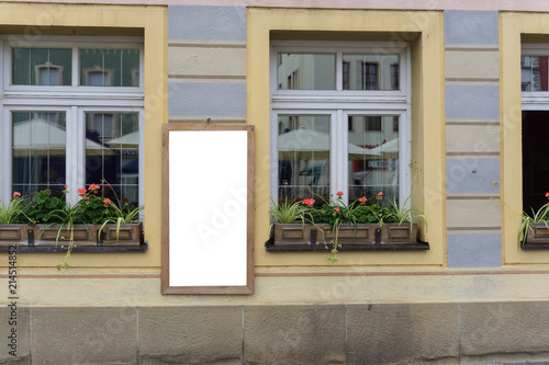 Blank White Billboard on building facede