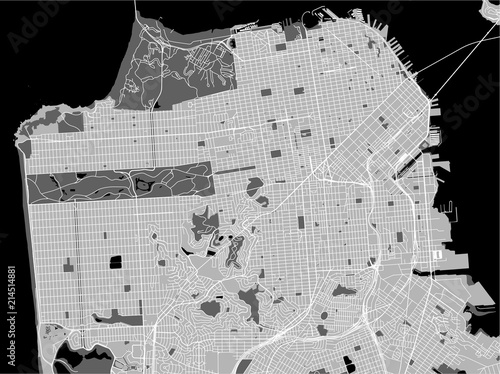 vector map of the city of San Francisco, USA
