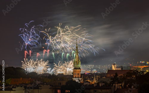 Fireworks display in Krakow, Poland