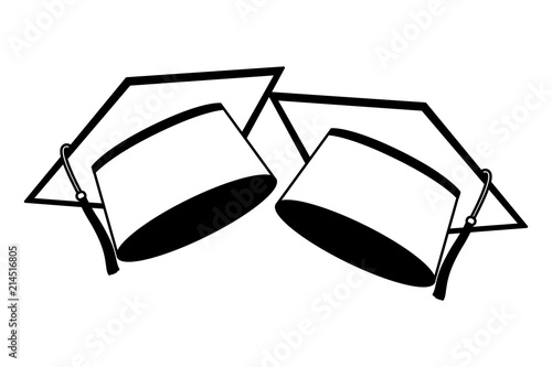 two school graduation hat accessories vector illustration black and white
