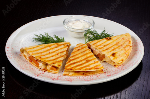 Tasty chicken quesadilla