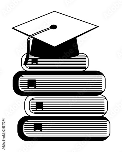 school stacked book and fresh apple vector illustration black and white