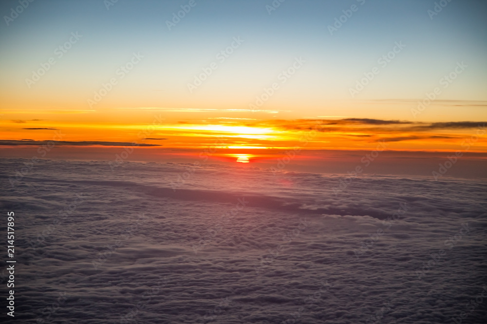 Sunrise sky from the airplane window