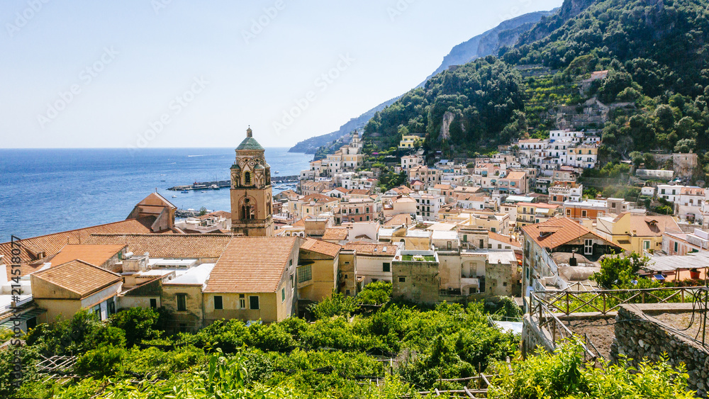 Aerial view of the town of Amalfi, Italy