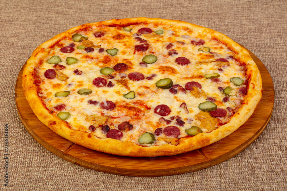 Pizza with sausages