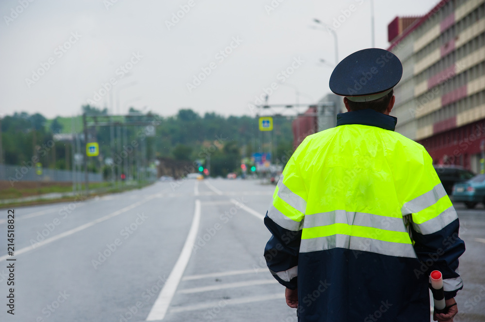 Traffic cop on the road