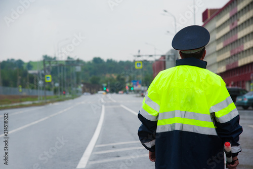 Traffic cop on the road