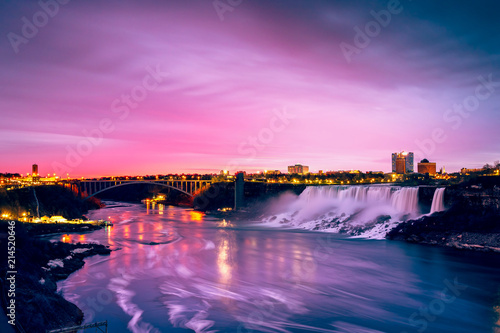 Fototapeta View of Niagara waterfalls during sunrise from Canada side